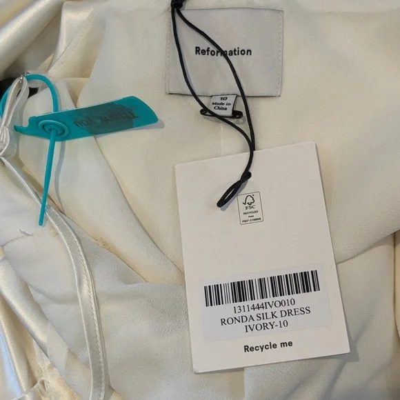 Reformation Ronda Silk Cowl Neck Wedding Maxi Dress Ivory White Size 10 NWT - Picture 13 of 17